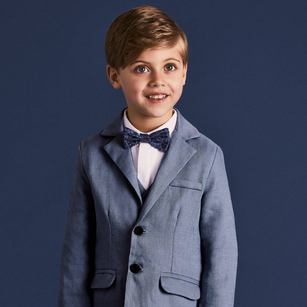 Beatrice & George-Boys Linen Ensemble in Cool Blue | Childrensalon Outlet