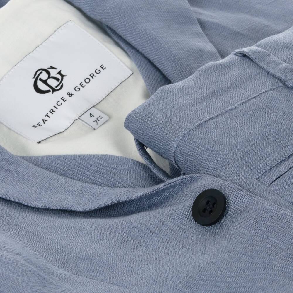 Beatrice & George-Boys Linen Ensemble in Cool Blue | Childrensalon Outlet