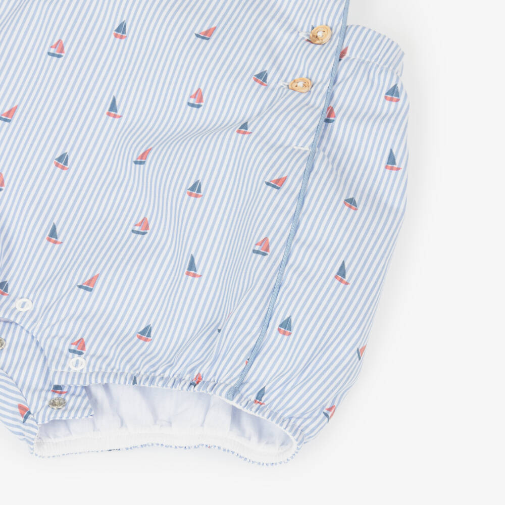 Beatrice & George-Boys Nautical Blue Dungaree Set | Childrensalon Outlet