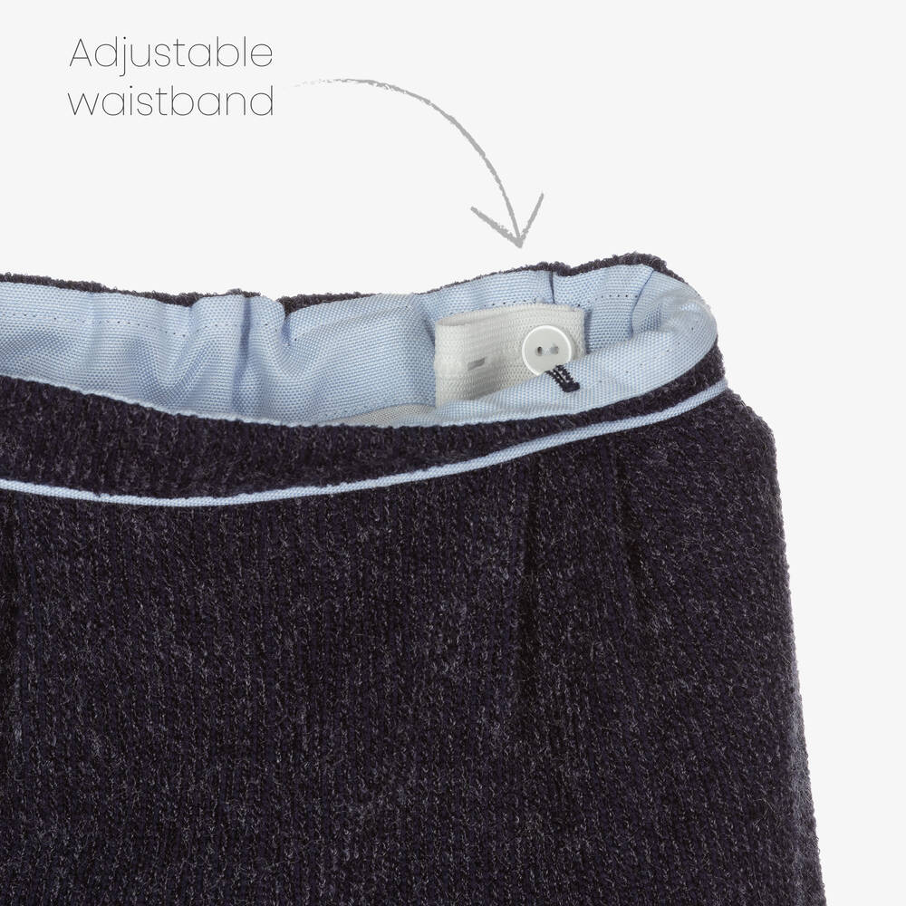 Beatrice & George-Boys Navy Blue Knitted Shorts Set | Childrensalon Outlet