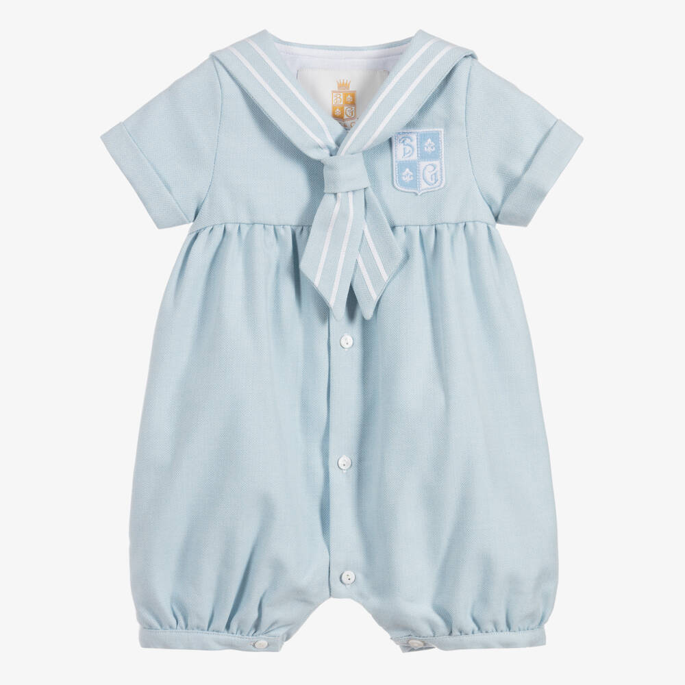 Beatrice & George-Boys Navy Cotton Sailor Romper | Childrensalon Outlet