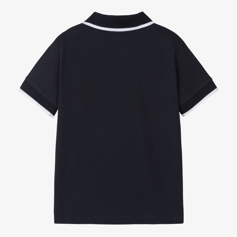 Beatrice & George-Boys Navy Crest Polo Shirt | Childrensalon Outlet