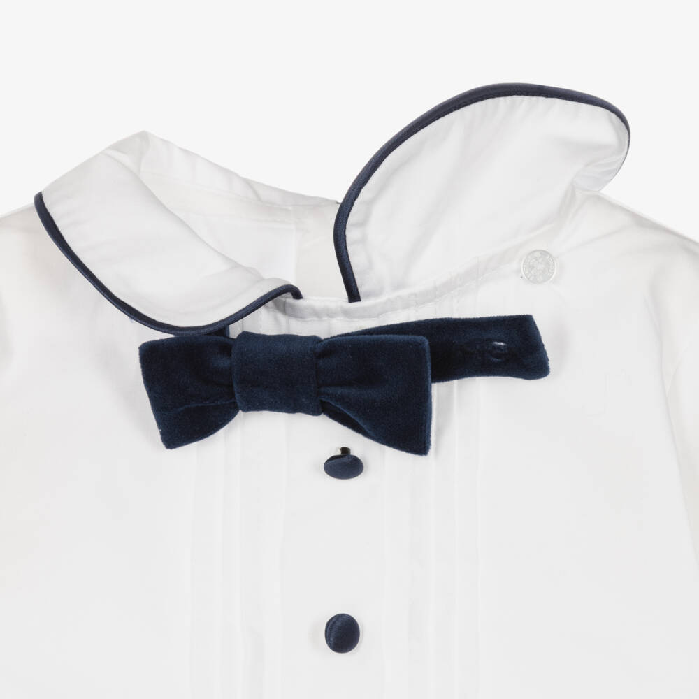 Beatrice & George-Boys Navy Velvet Buster Set | Childrensalon Outlet