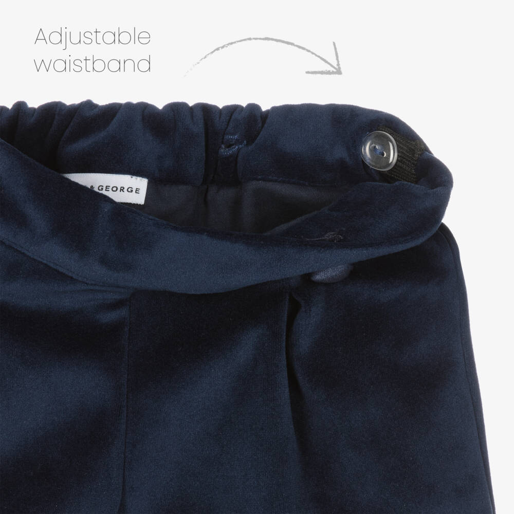 Beatrice & George-Boys Navy Velvet Buster Set | Childrensalon Outlet