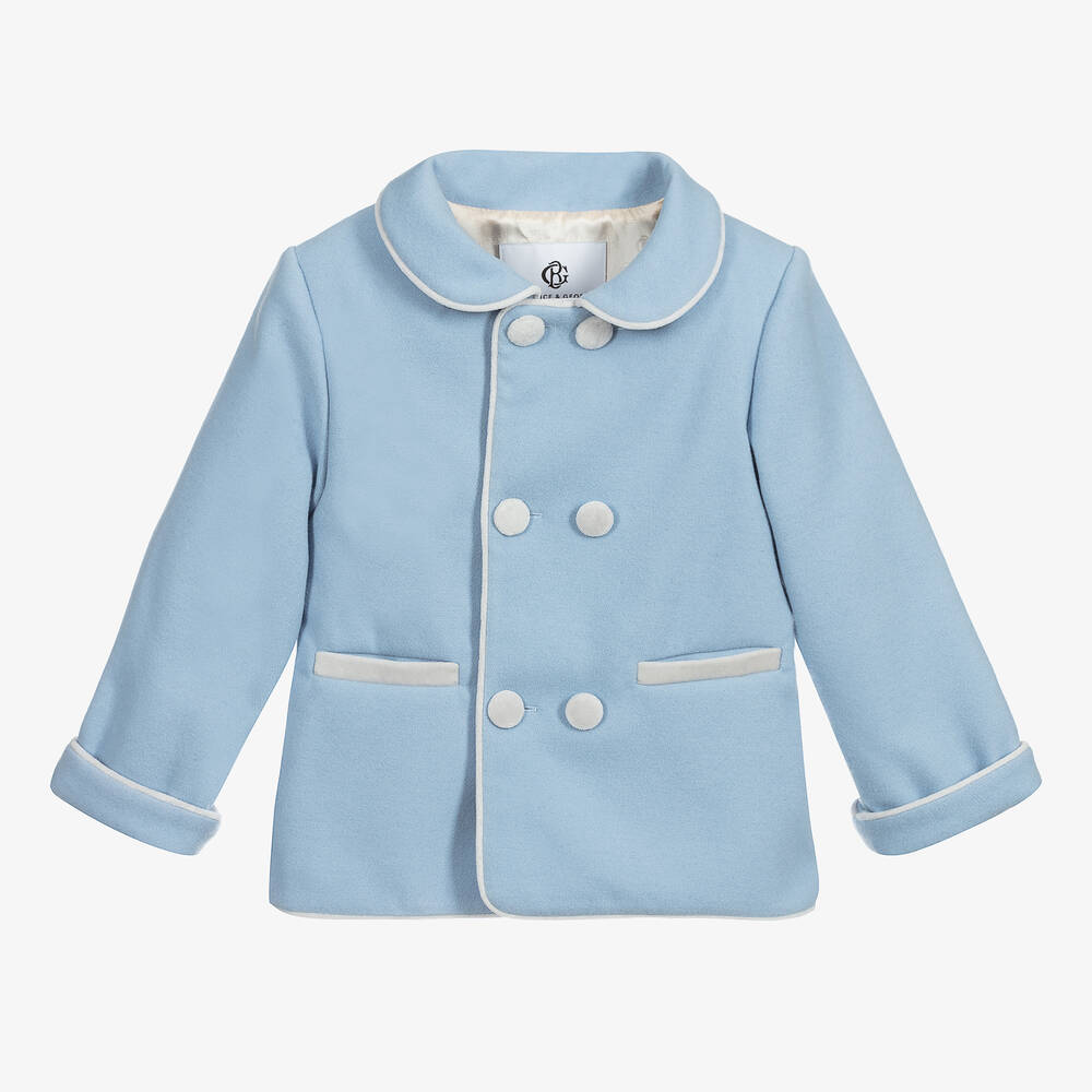 Boys Pale Blue Double Breasted Coat