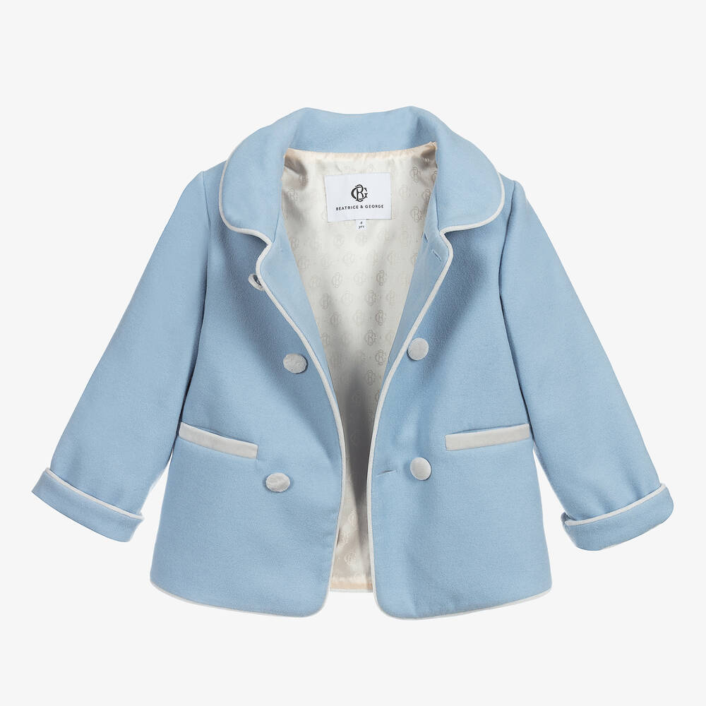 Beatrice George Boys Pale Blue Double Breasted Coat