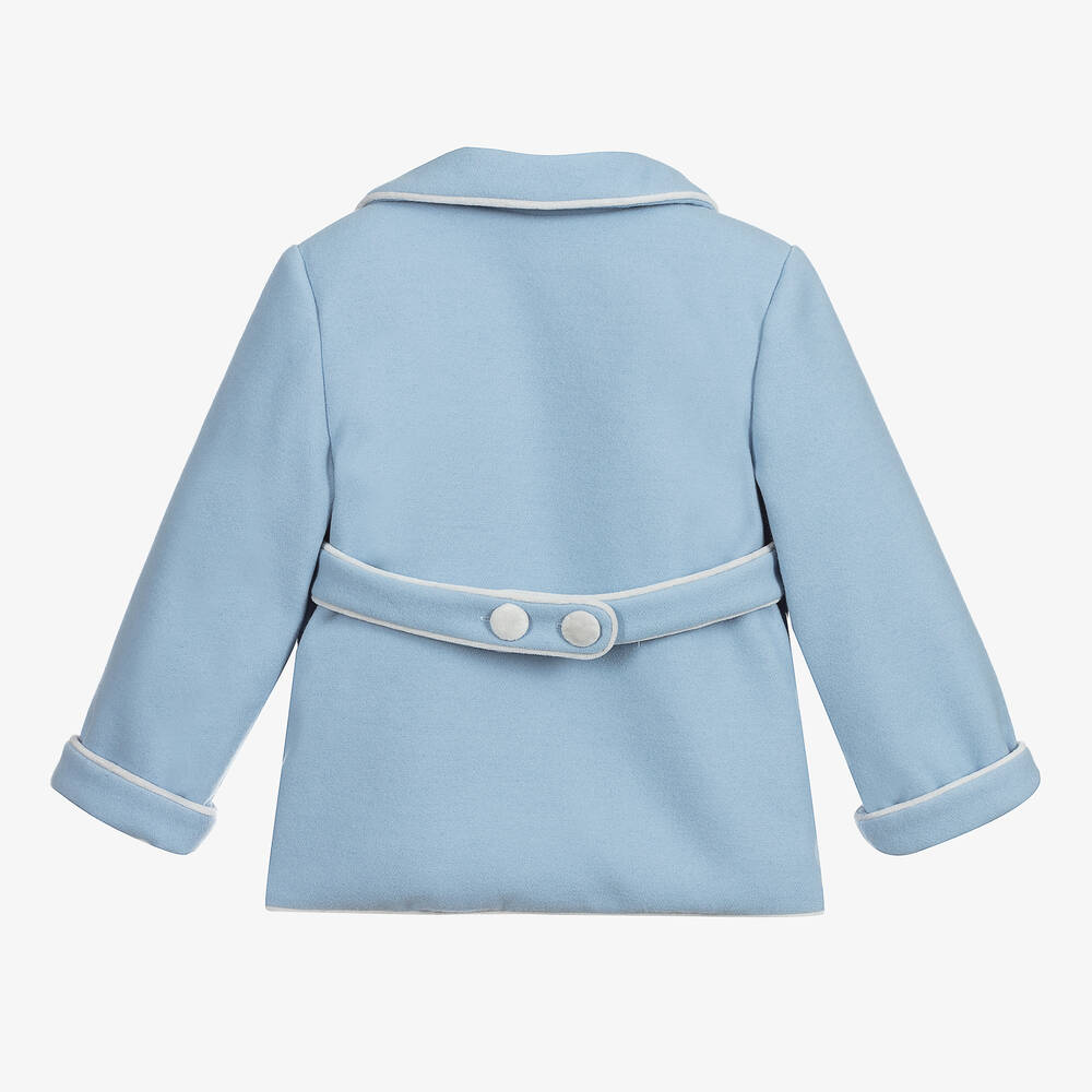 Beatrice & George-Boys Pale Blue Double-Breasted Coat  | Childrensalon Outlet
