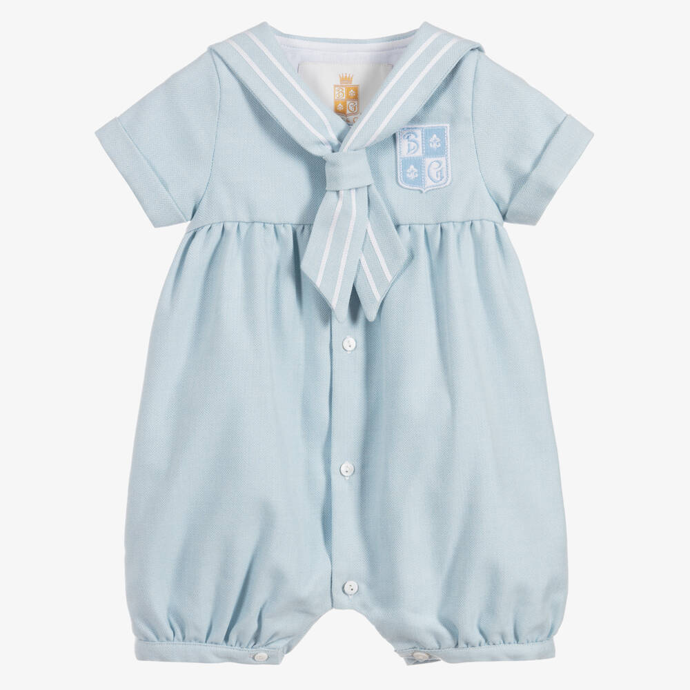 Beatrice & George-Boys Pale Blue Sailor Romper | Childrensalon Outlet