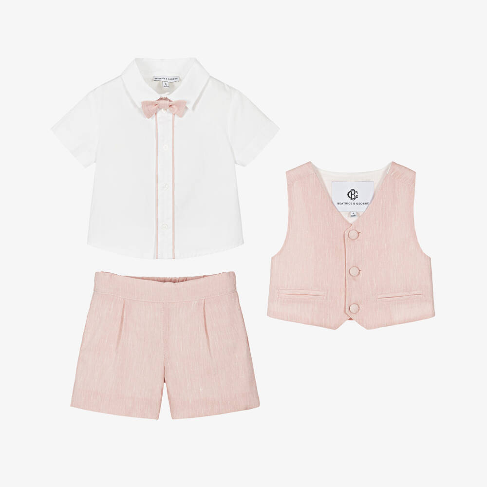 Beatrice & George-Boys Pale Pink Suit Ensemble | Childrensalon Outlet