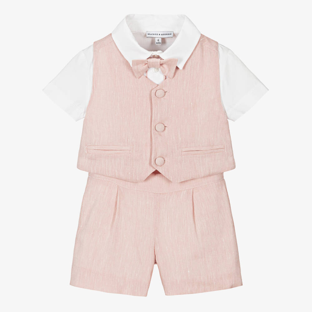 Beatrice & George-Boys Pale Pink Suit Ensemble | Childrensalon Outlet