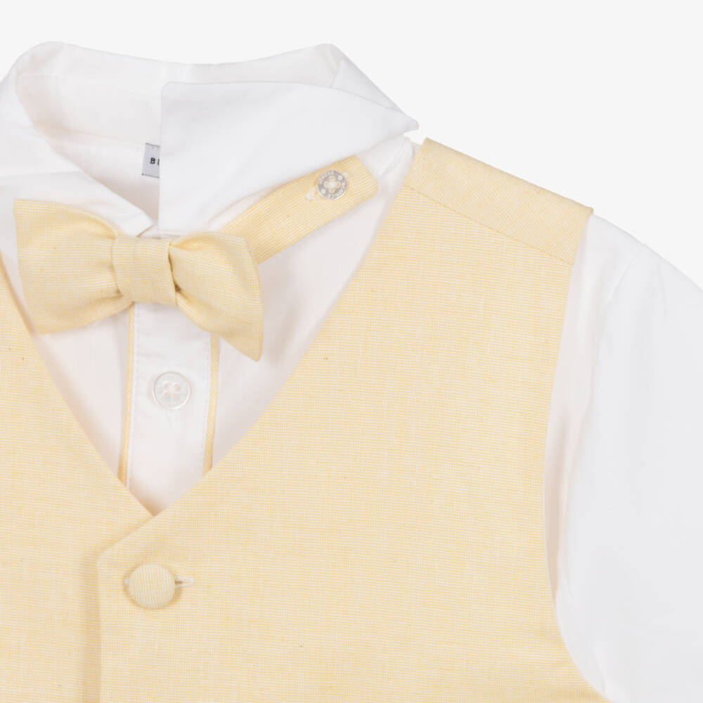 Beatrice & George-Boys Pale Yellow Vest Suit | Childrensalon Outlet