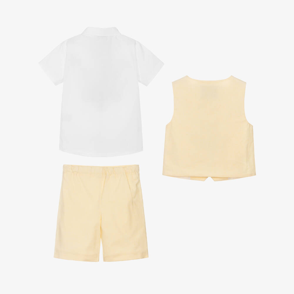 Beatrice & George-Boys Pale Yellow Vest Suit | Childrensalon Outlet