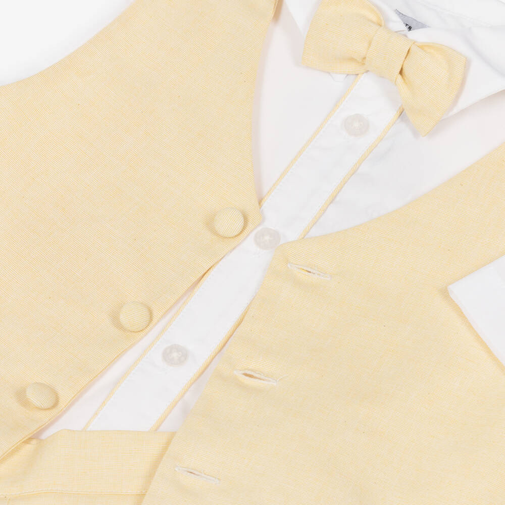 Beatrice & George-Boys Pale Yellow Vest Suit | Childrensalon Outlet
