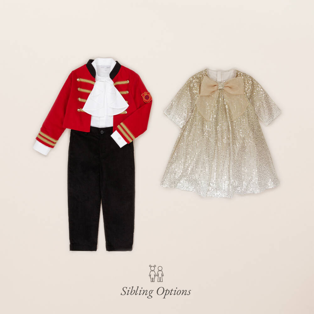 Beatrice & George-Boys Red Cotton Military Suit | Childrensalon Outlet