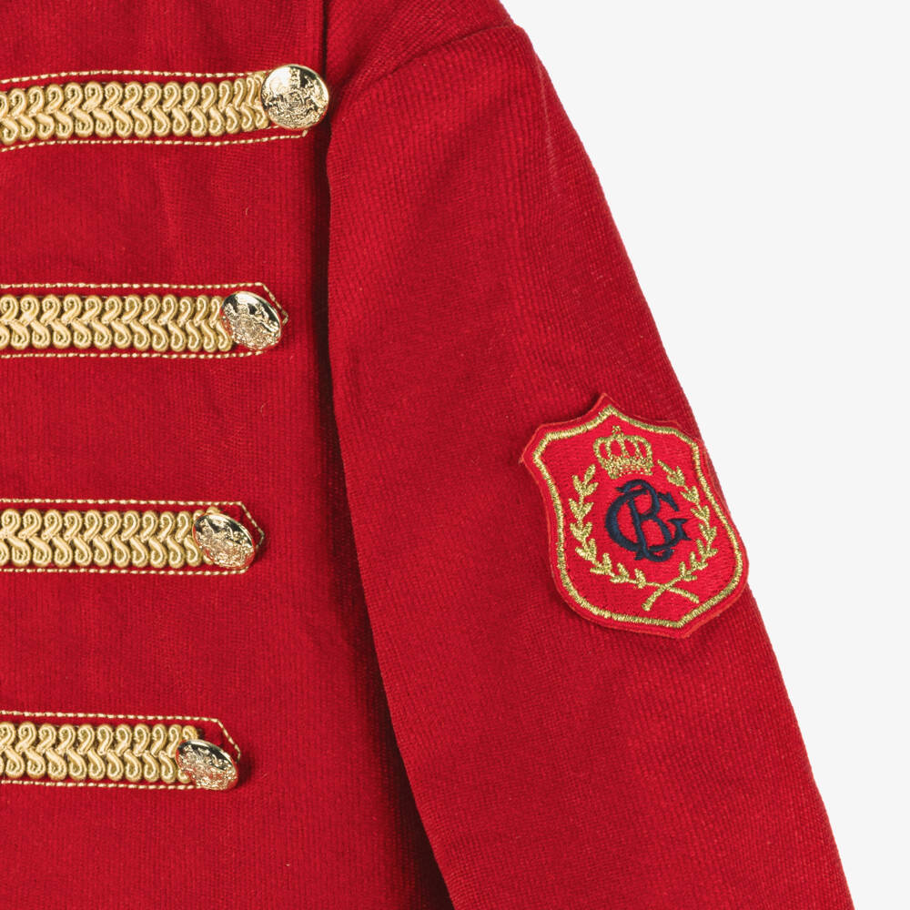 Beatrice & George-Boys Red Cotton Military Suit | Childrensalon Outlet