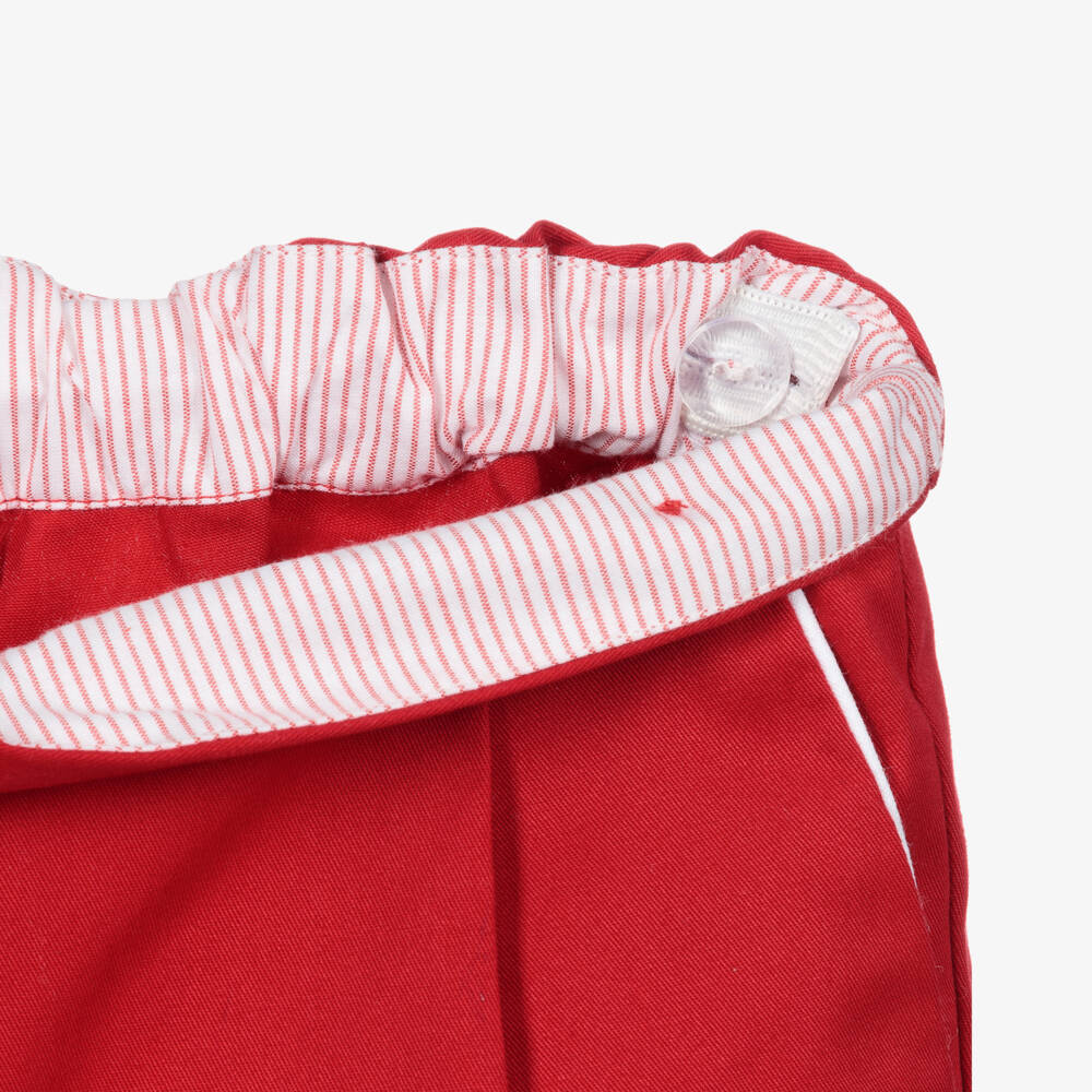 Beatrice & George-Boys Red Cotton Shorts Set | Childrensalon Outlet