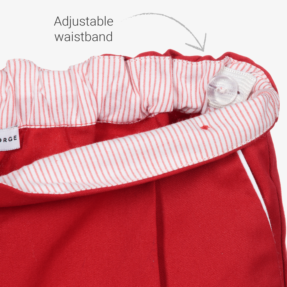 Beatrice & George-طقم شورت وقميص قطن لون أحمر وأبيض للأولاد | Childrensalon Outlet