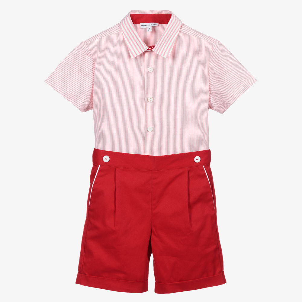 Beatrice & George - Ensemble short rouge en coton Garçon | Childrensalon