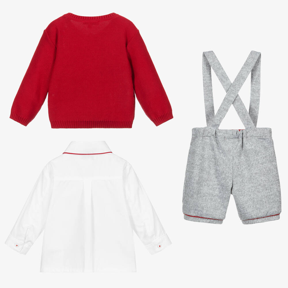 Beatrice & George-Boys Red & Grey Jersey Shorts Set | Childrensalon Outlet