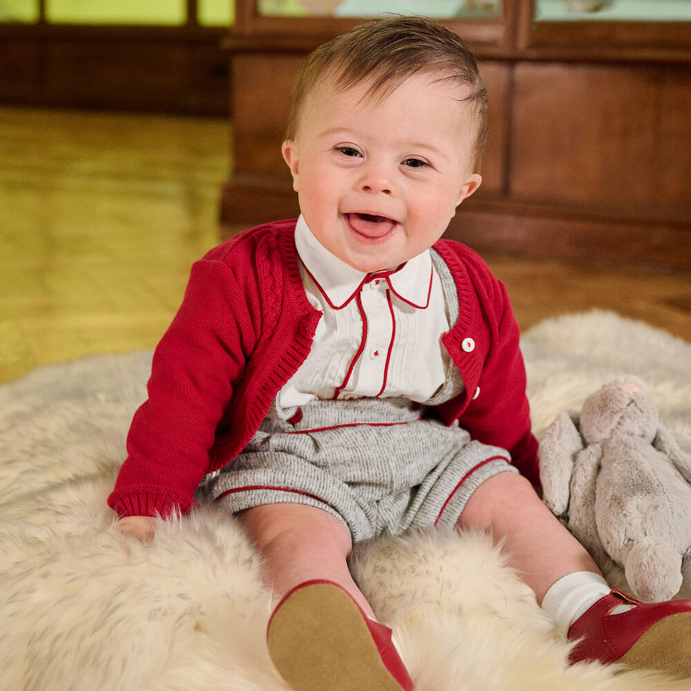 Beatrice George Boys Red Grey Jersey Shorts Set