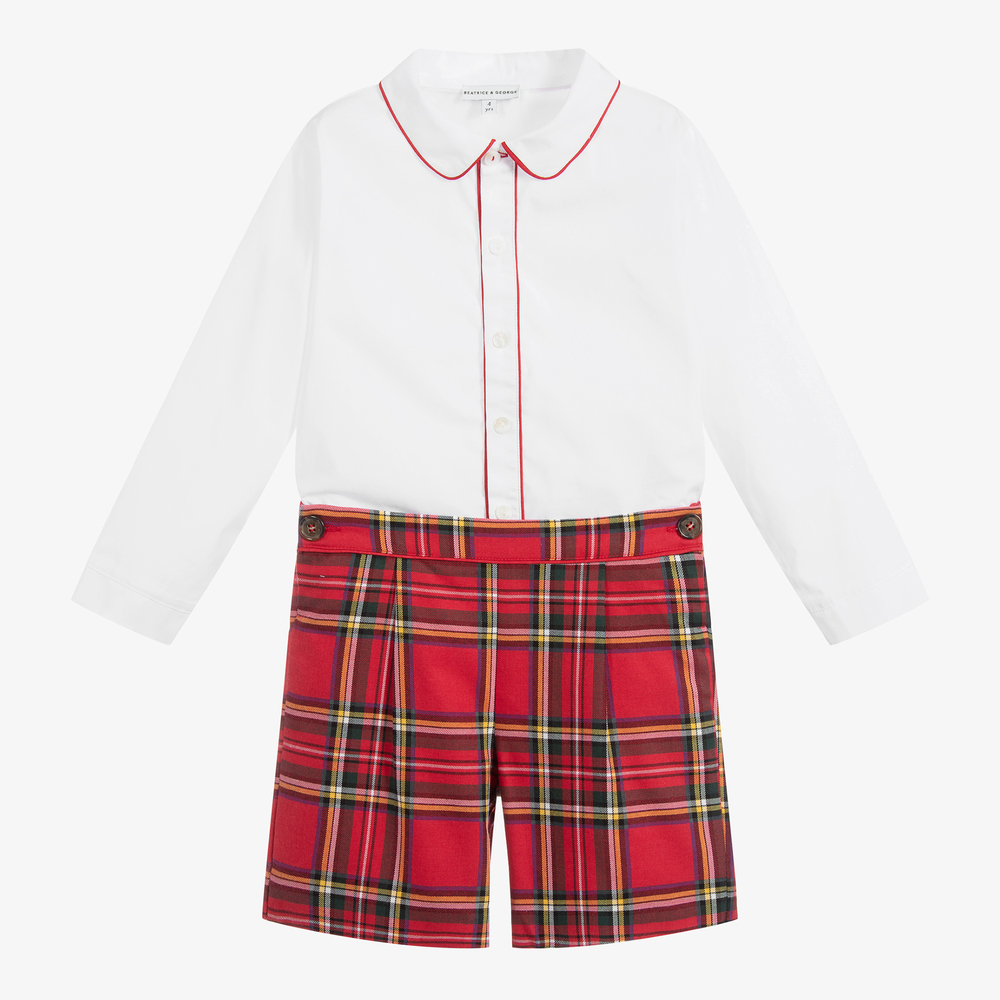 Beatrice & George - Costume rouge à carreaux écossais Garçon | Childrensalon