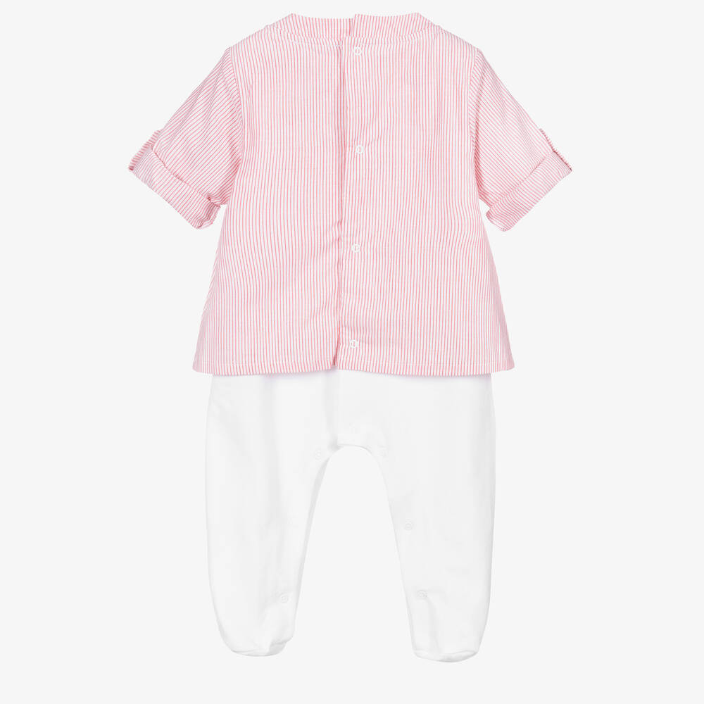 بياتريس آند جورج-أفرول بيبي غرو قميص قطن لون أحمر وأبيض للمواليد | Childrensalon Outlet