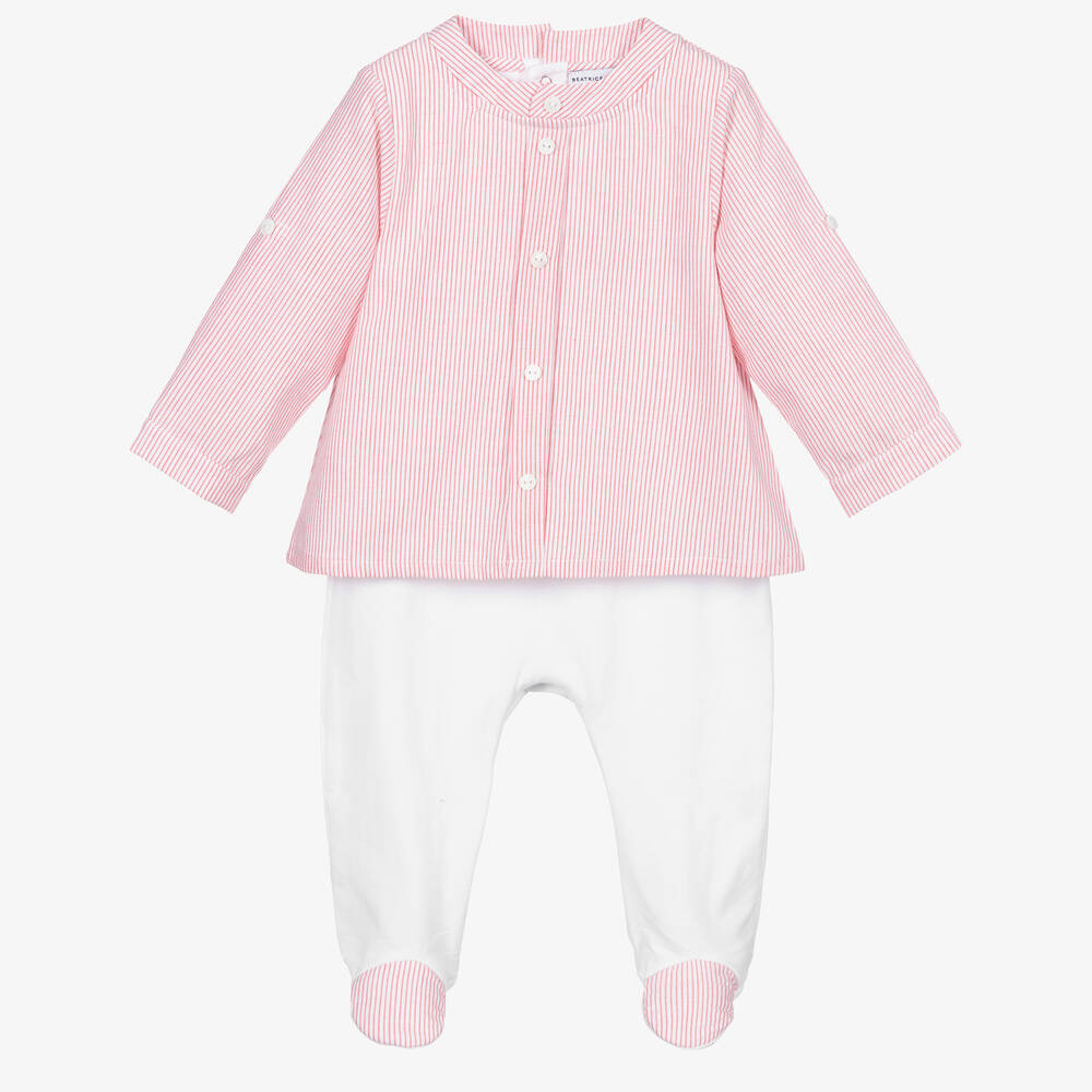 بياتريس آند جورج-أفرول بيبي غرو قميص قطن لون أحمر وأبيض للمواليد | Childrensalon Outlet
