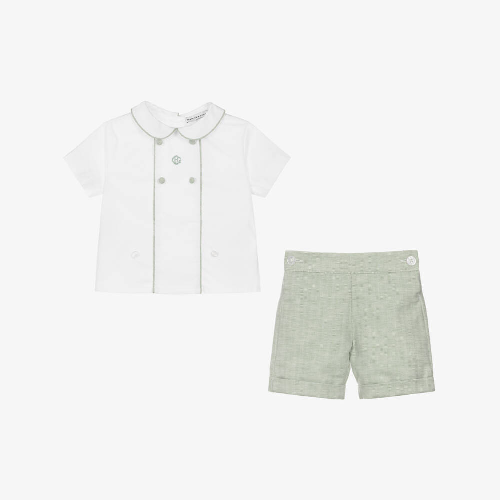 Beatrice & George-Boys Sage Cotton Buster Set | Childrensalon Outlet