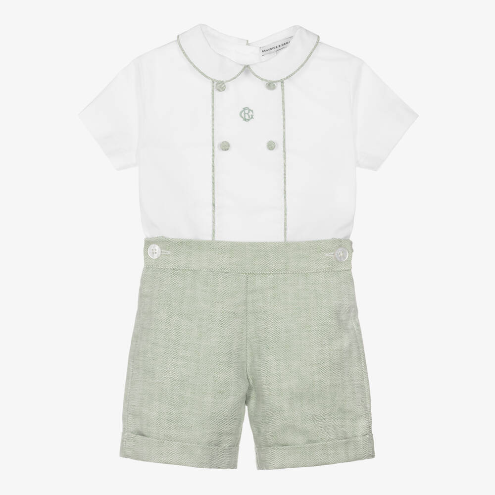 Beatrice & George-Boys Sage Cotton Buster Set | Childrensalon Outlet