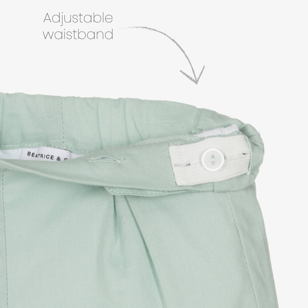 Beatrice & George-Boys Sage Hand-Smoked Cotton Set | Childrensalon Outlet