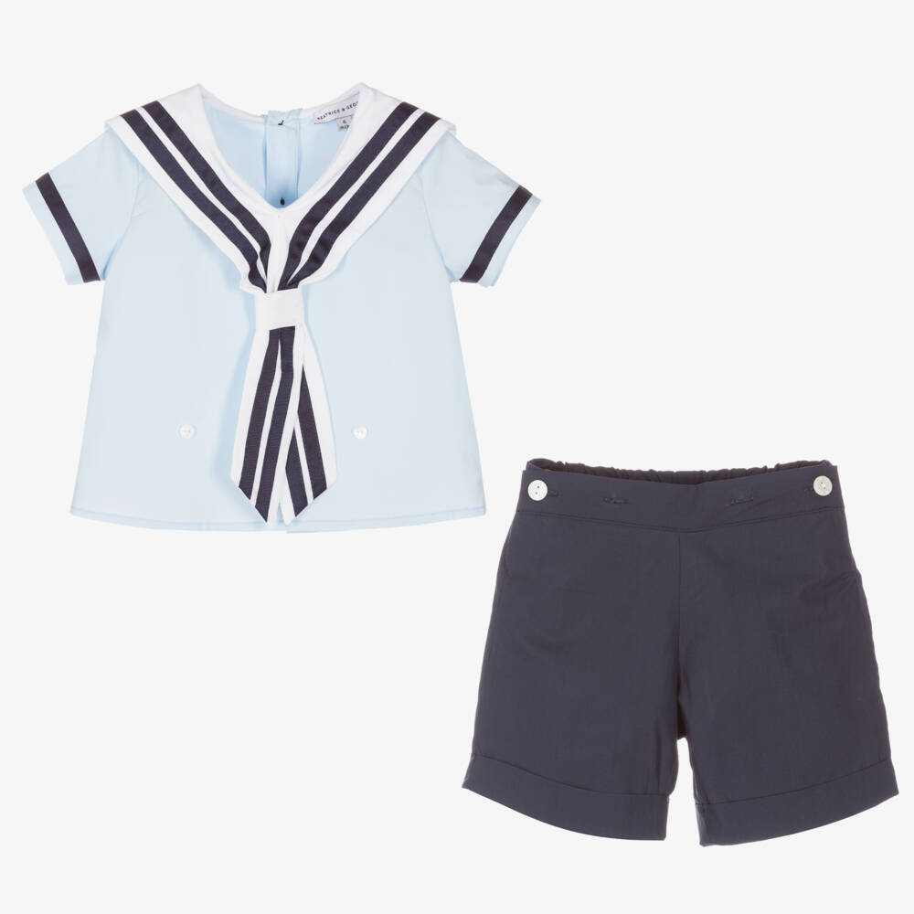 Beatrice & George-Boys Soft Blue Sailor Set | Childrensalon Outlet