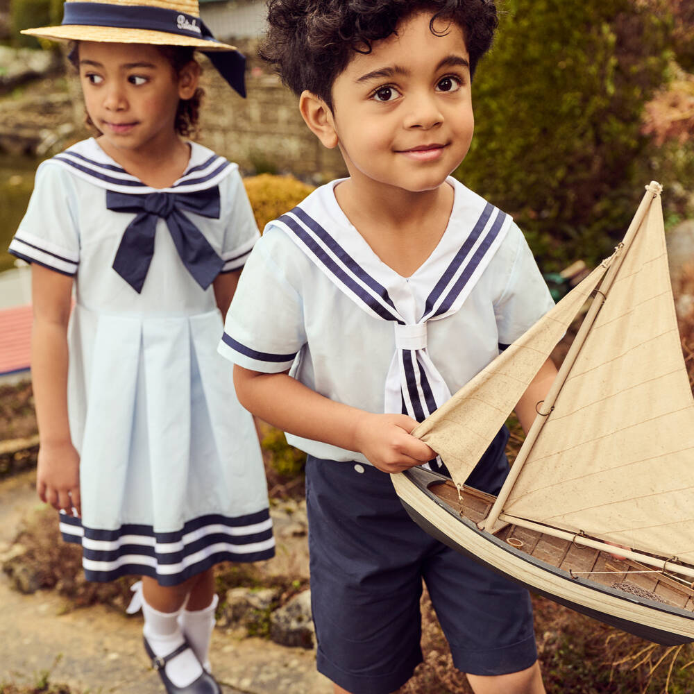 Beatrice & George-Boys Soft Blue Sailor Set | Childrensalon Outlet