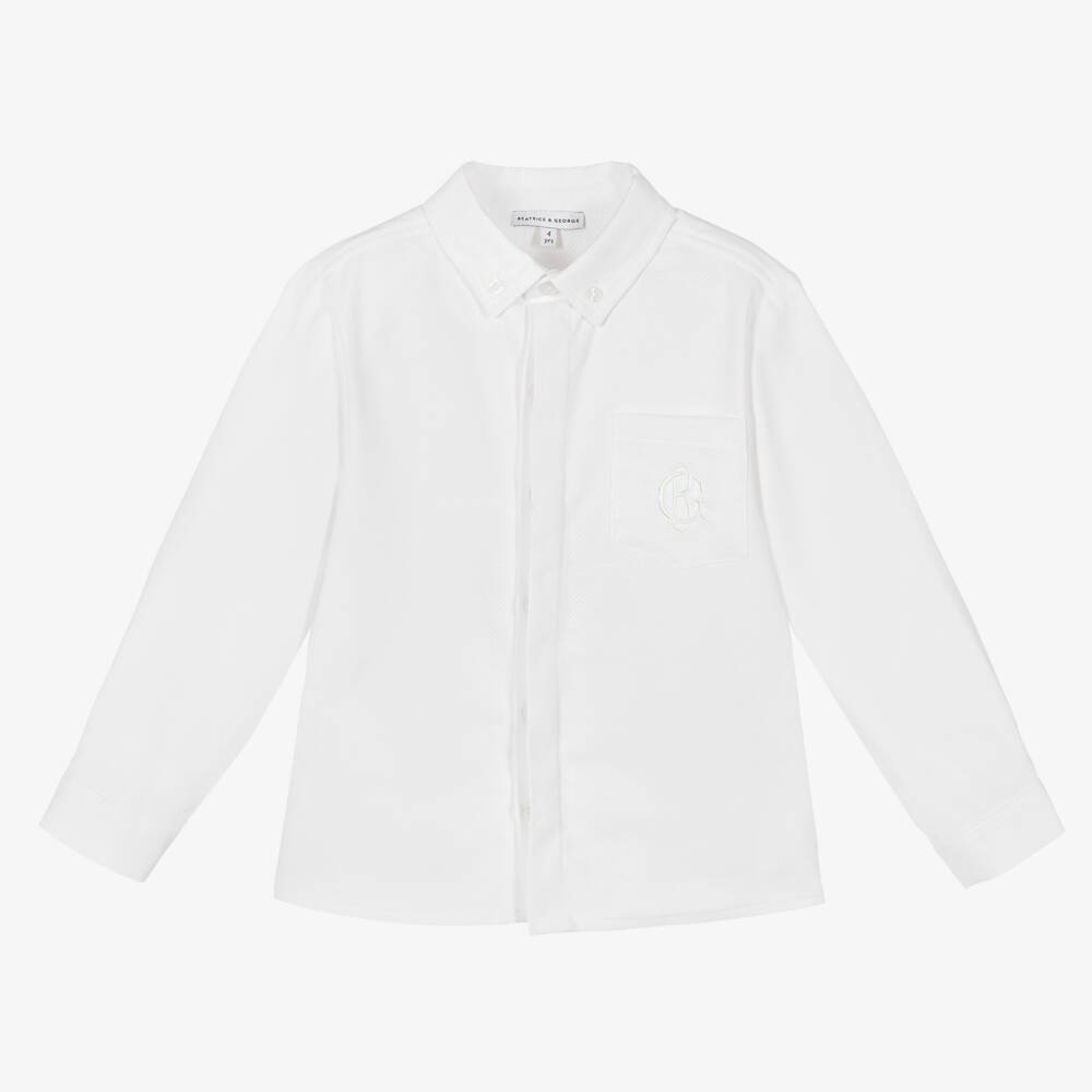 Beatrice & George-Boys Soft White Cotton Shirt | Childrensalon Outlet