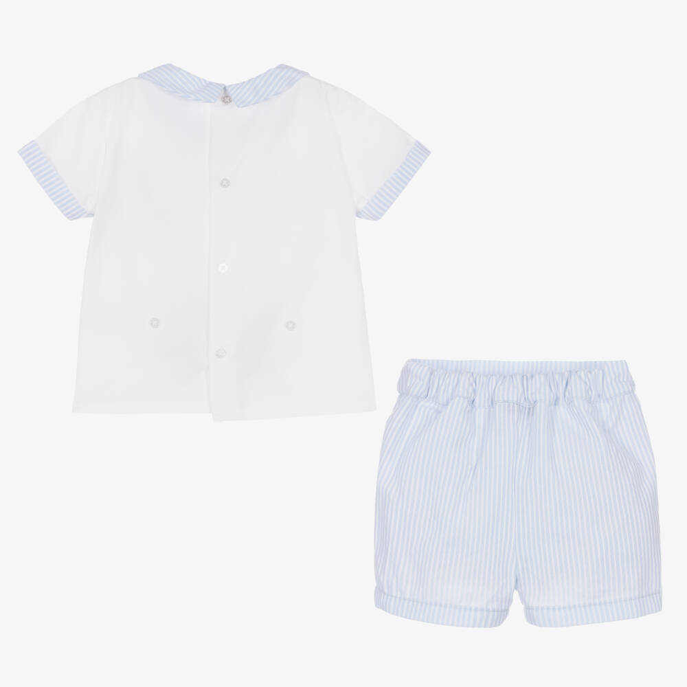 بياتريس آند جورج-بِدلة رسمية أطفال ولادي قطن لون أبيض وأزرق | Childrensalon Outlet