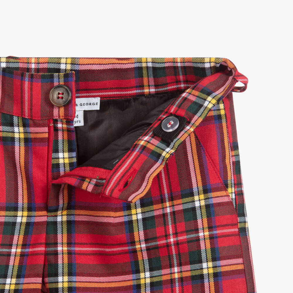 Beatrice & George-Boys Tartan Red Shorts Ensemble | Childrensalon Outlet