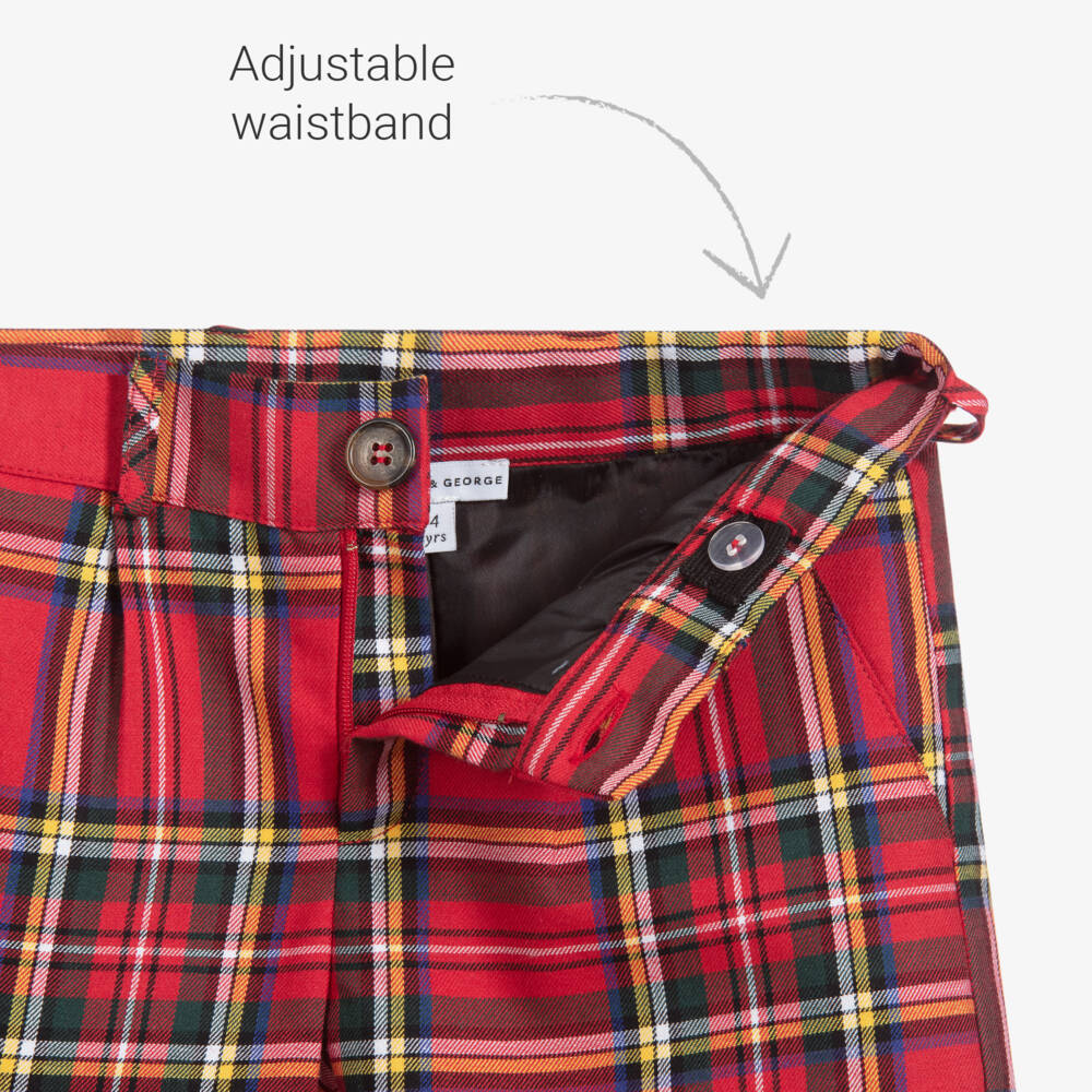 Beatrice & George-Красный костюм с шортами из шотландки для мальчиков | Childrensalon Outlet