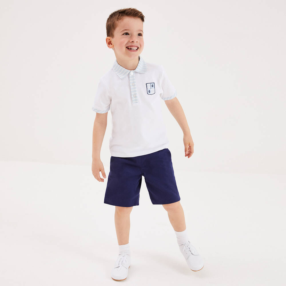 Beatrice & George-Бело-голубая рубашка поло из хлопка | Childrensalon Outlet