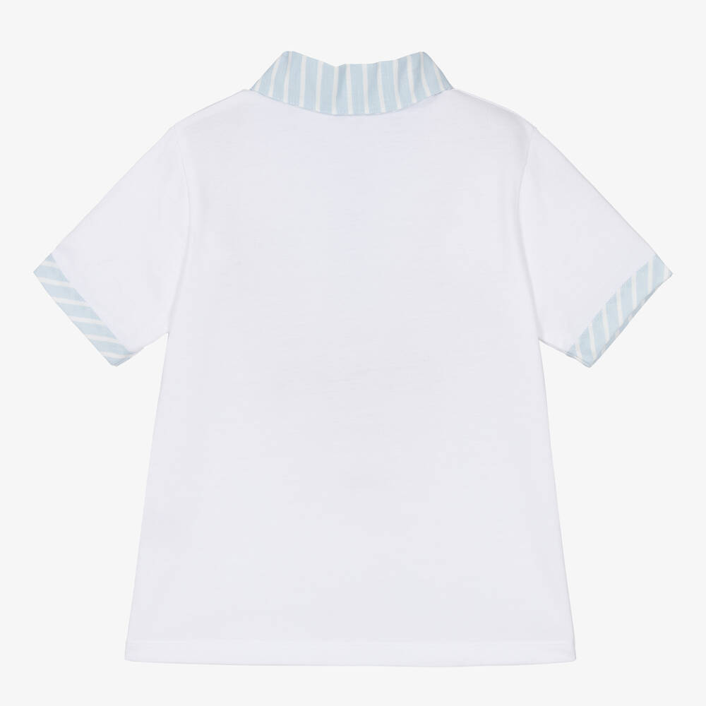 Beatrice & George-Бело-голубая рубашка поло из хлопка | Childrensalon Outlet