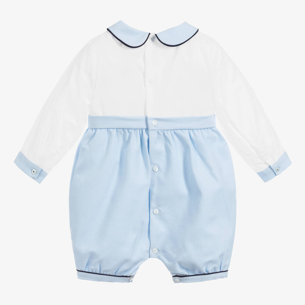 Beatrice & George-Boys White & Blue Cotton Shortie | Childrensalon Outlet