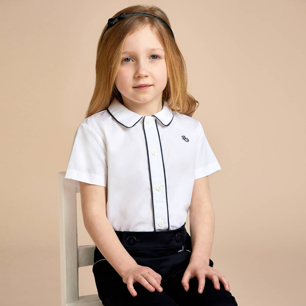 Beatrice & George-قميص قطني أبيض بشعار للأولاد | Childrensalon Outlet