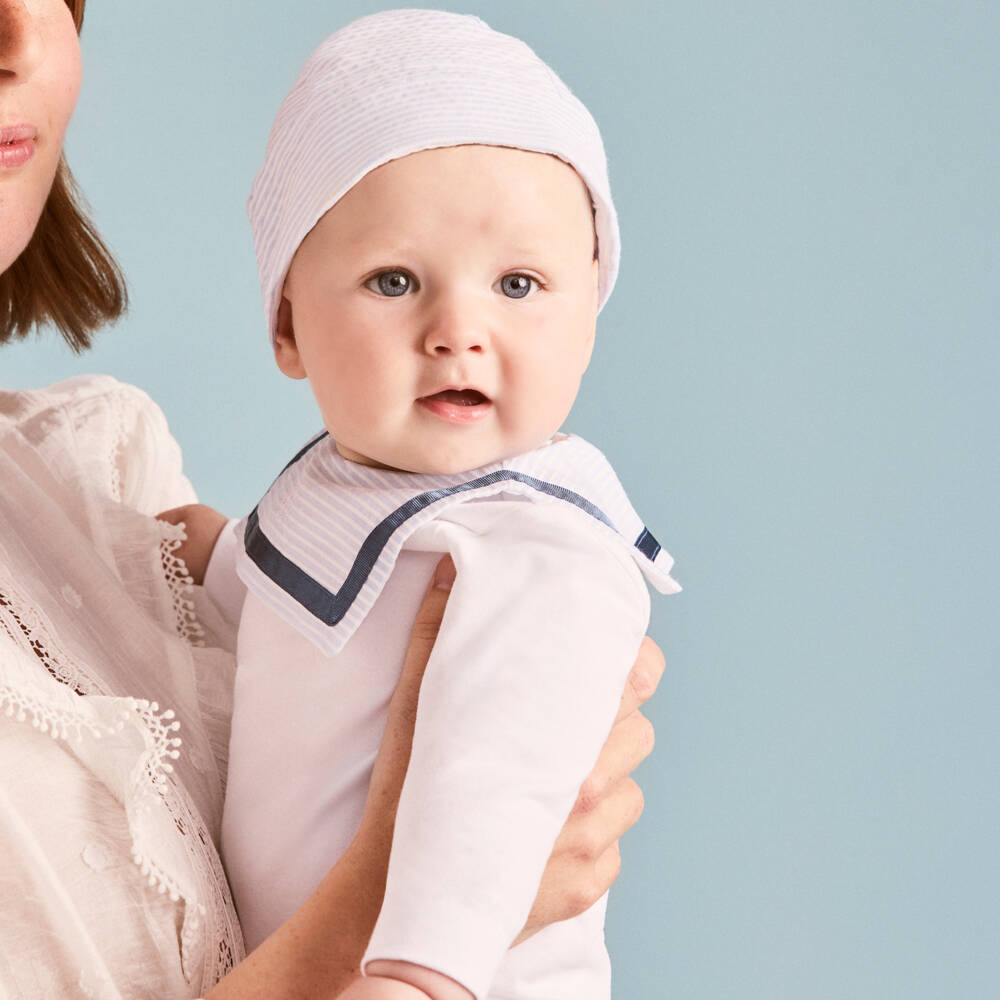 Beatrice & George-Белый морской хлопковый комбинезон для мальчиков | Childrensalon Outlet