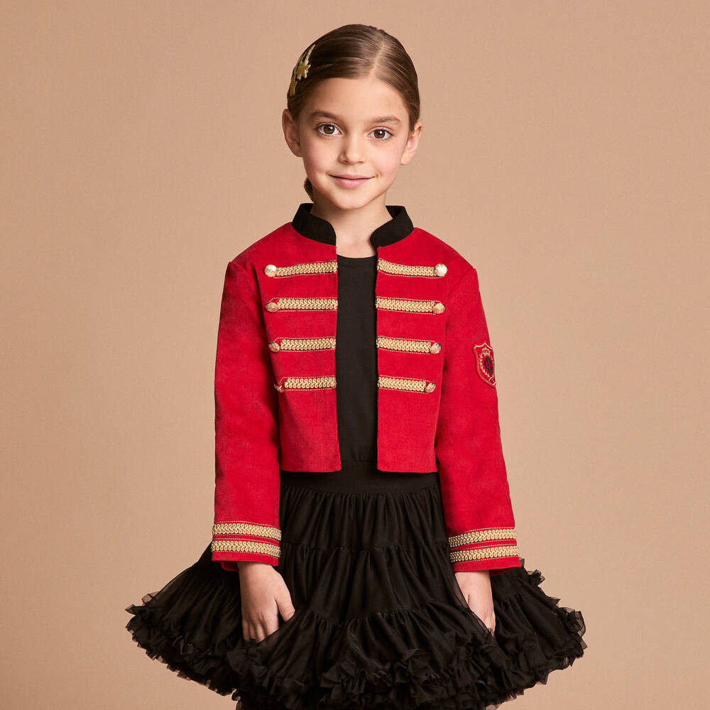 Beatrice & George-Childs Red Cotton Band Jacket | Childrensalon Outlet