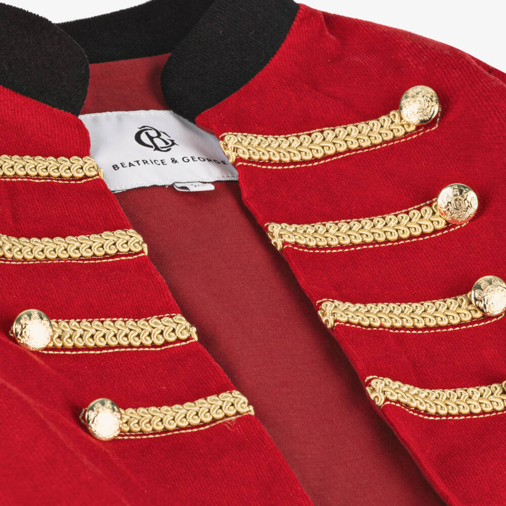 Beatrice & George-Childs Red Cotton Band Jacket | Childrensalon Outlet