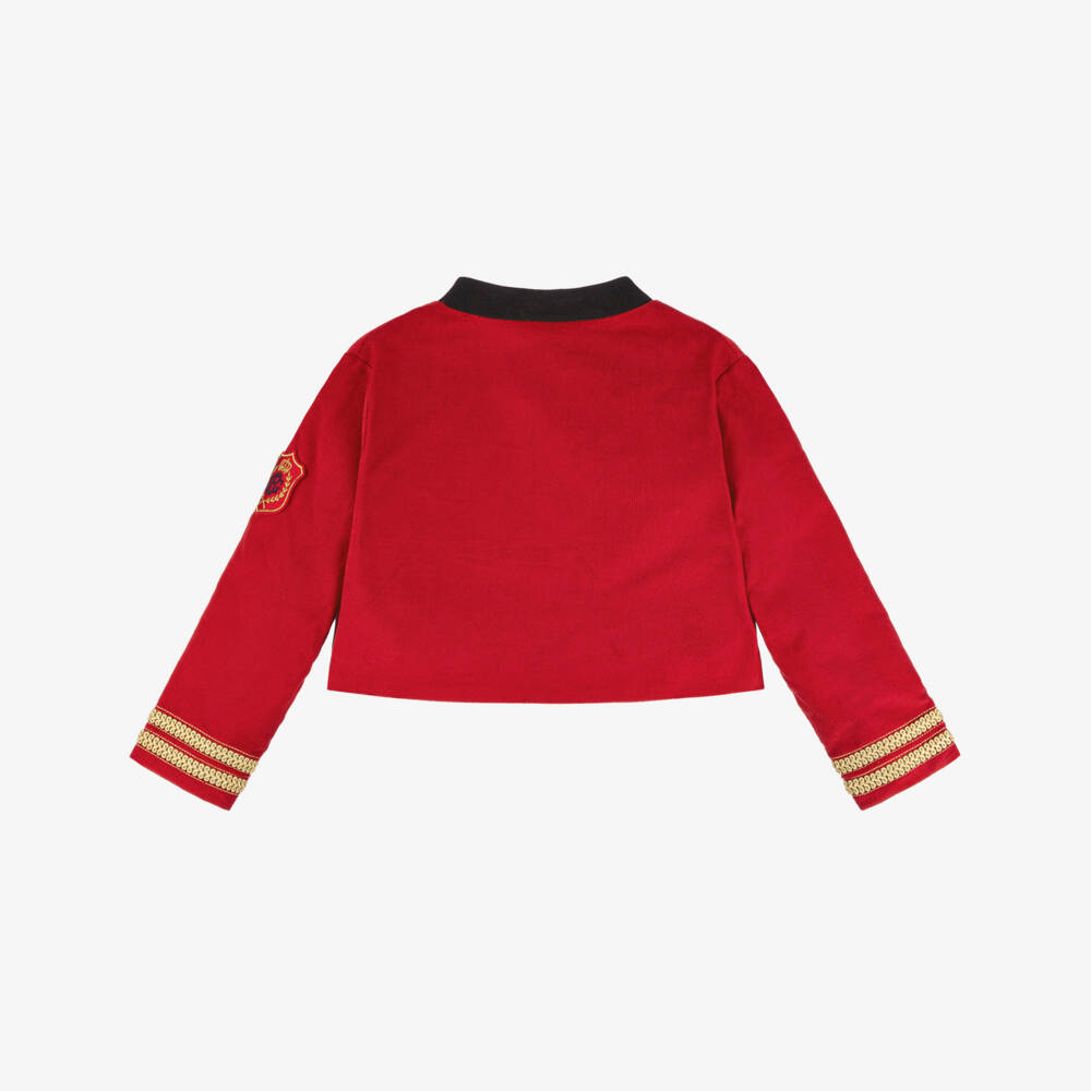 Beatrice & George-Childs Red Cotton Band Jacket | Childrensalon Outlet