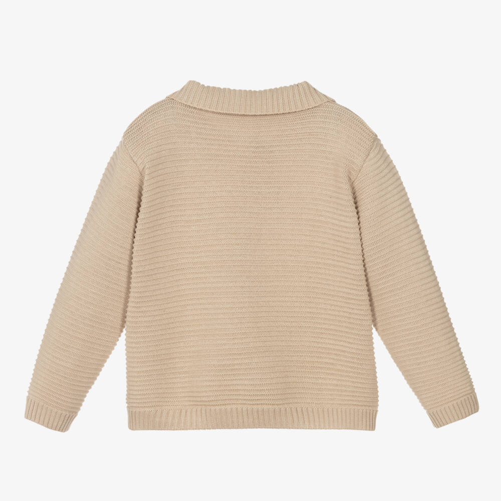 بياتريس آند جورج-كارديغان قطن محبوك لون بيج للأطفال | Childrensalon Outlet