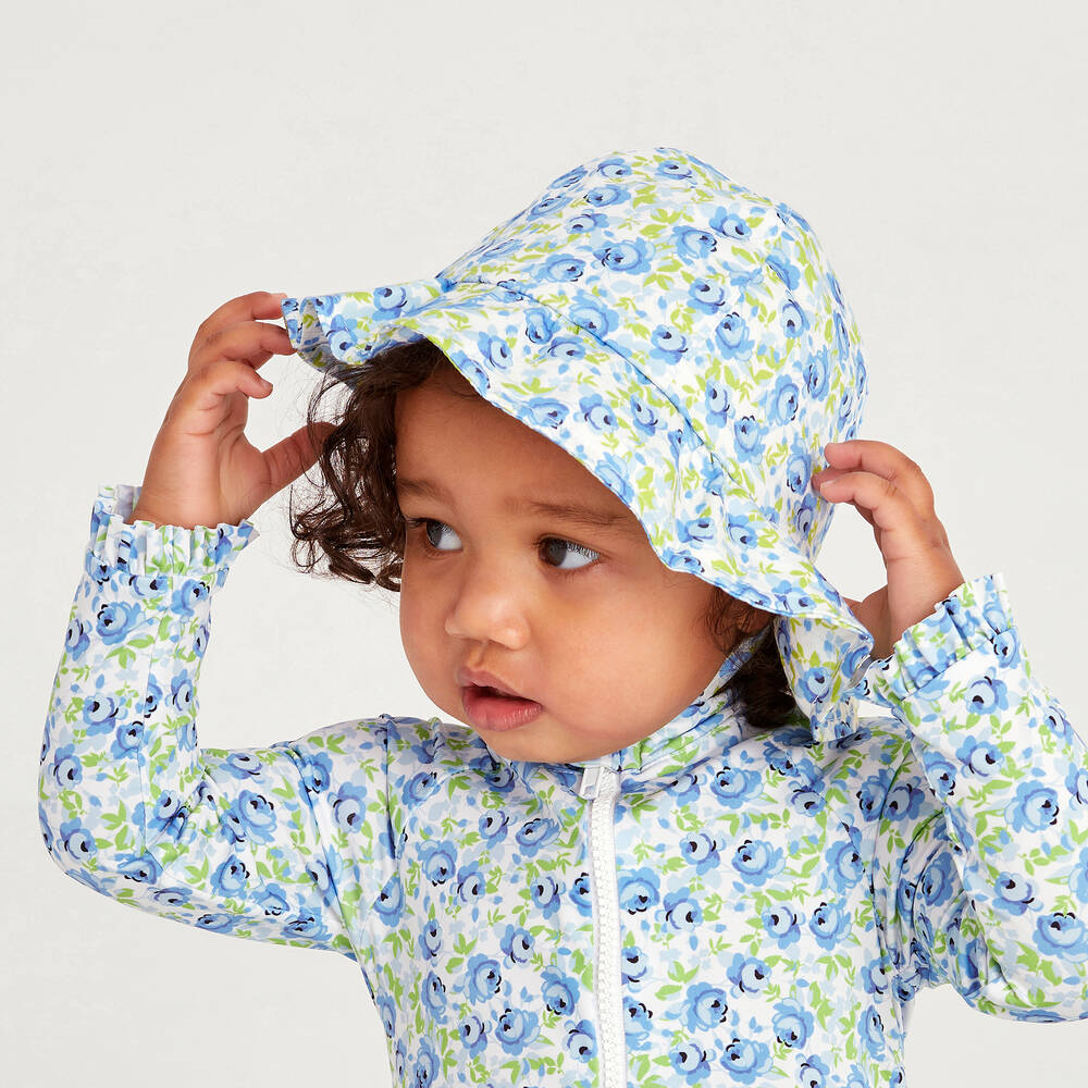 Beatrice & George-Голубая хлопковая панама в цветочек | Childrensalon Outlet