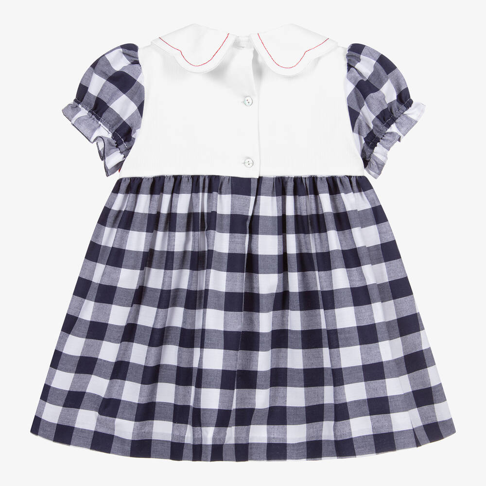 Beatrice & George-Girls Blue Cotton Gingham Dress | Childrensalon Outlet