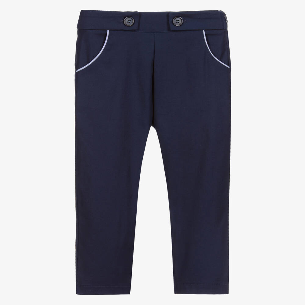 Beatrice & George-Girls Blue Cotton Trousers | Childrensalon Outlet