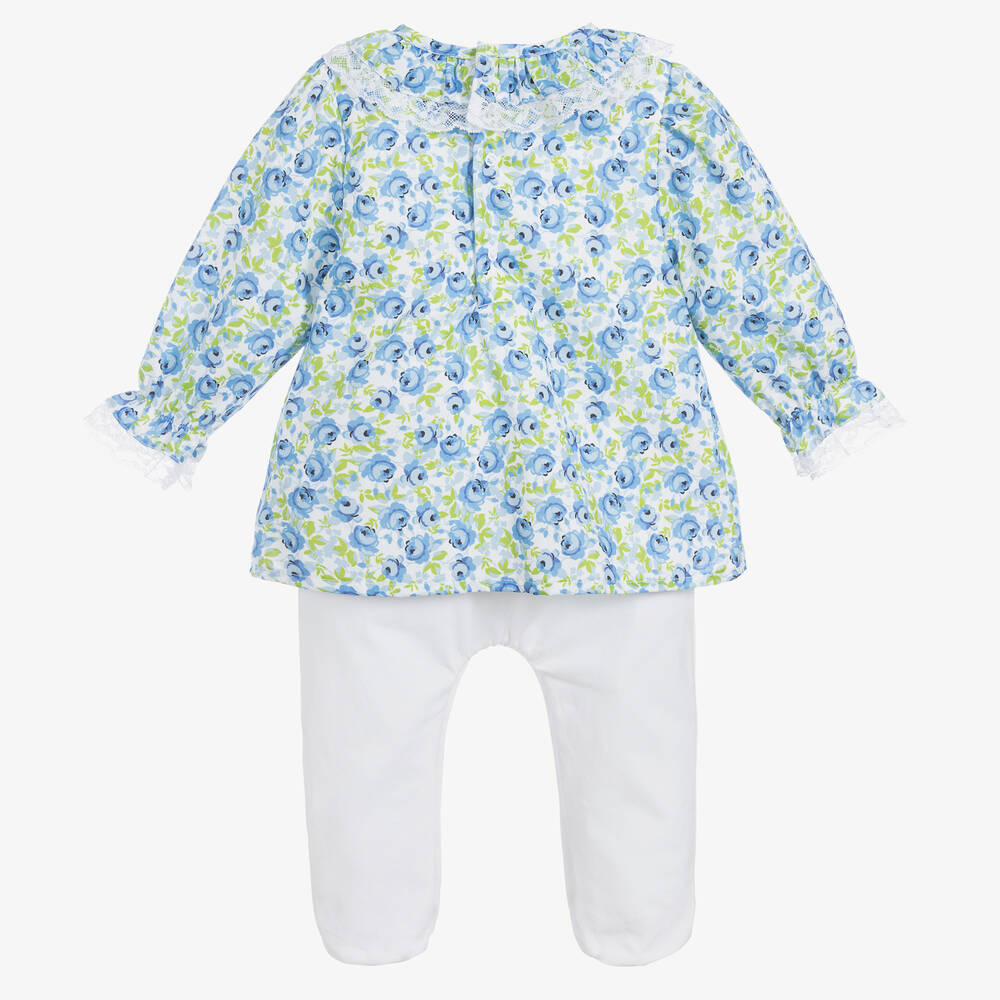 Beatrice & George-Бело-голубой комбинезон из хлопка для девочек | Childrensalon Outlet