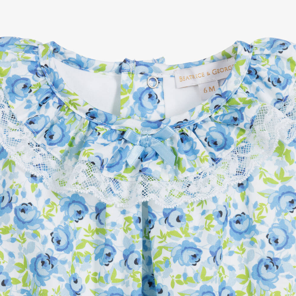 Beatrice & George-Бело-голубой комбинезон из хлопка для девочек | Childrensalon Outlet